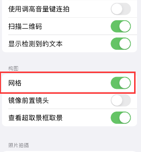 集贤苹果手机维修网点分享iPhone如何开启九宫格构图功能 