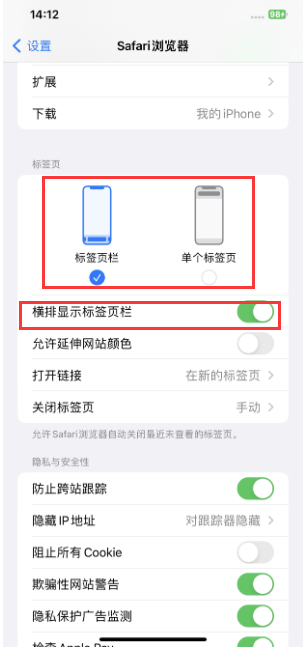 集贤苹果手机维修分享Safari浏览器如何切换标签栏位置 